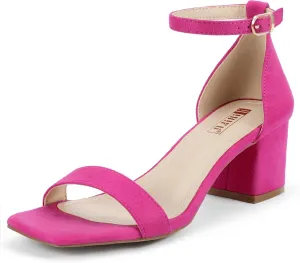 IDIFU IN2 Chunky Block Low Heels Square Open Toe Ankle Strap Short Heeled Sandals Wedding Bride Bridal Ladies Summer Prom Dress Shoes for Women Dressy Comfortable Formal Cute Trendy Small Thick Heels