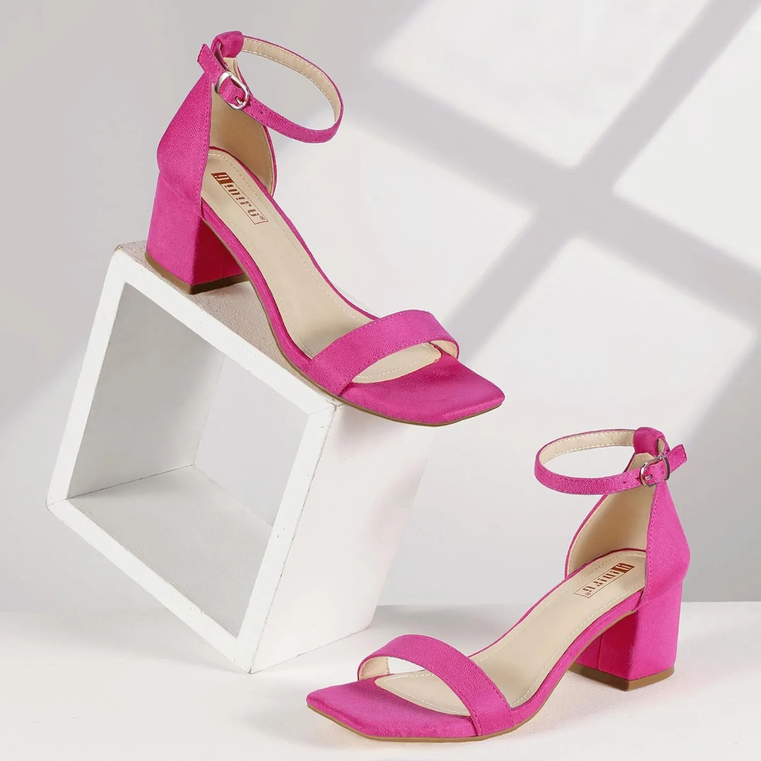 IDIFU IN2 Chunky Block Low Heels Square Open Toe Ankle Strap Short Heeled Sandals Wedding Bride Bridal Ladies Summer Prom Dress Shoes for Women Dressy Comfortable Formal Cute Trendy Small Thick Heels