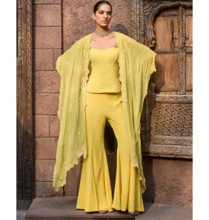 Jaune Corset Cape Chikankari Set