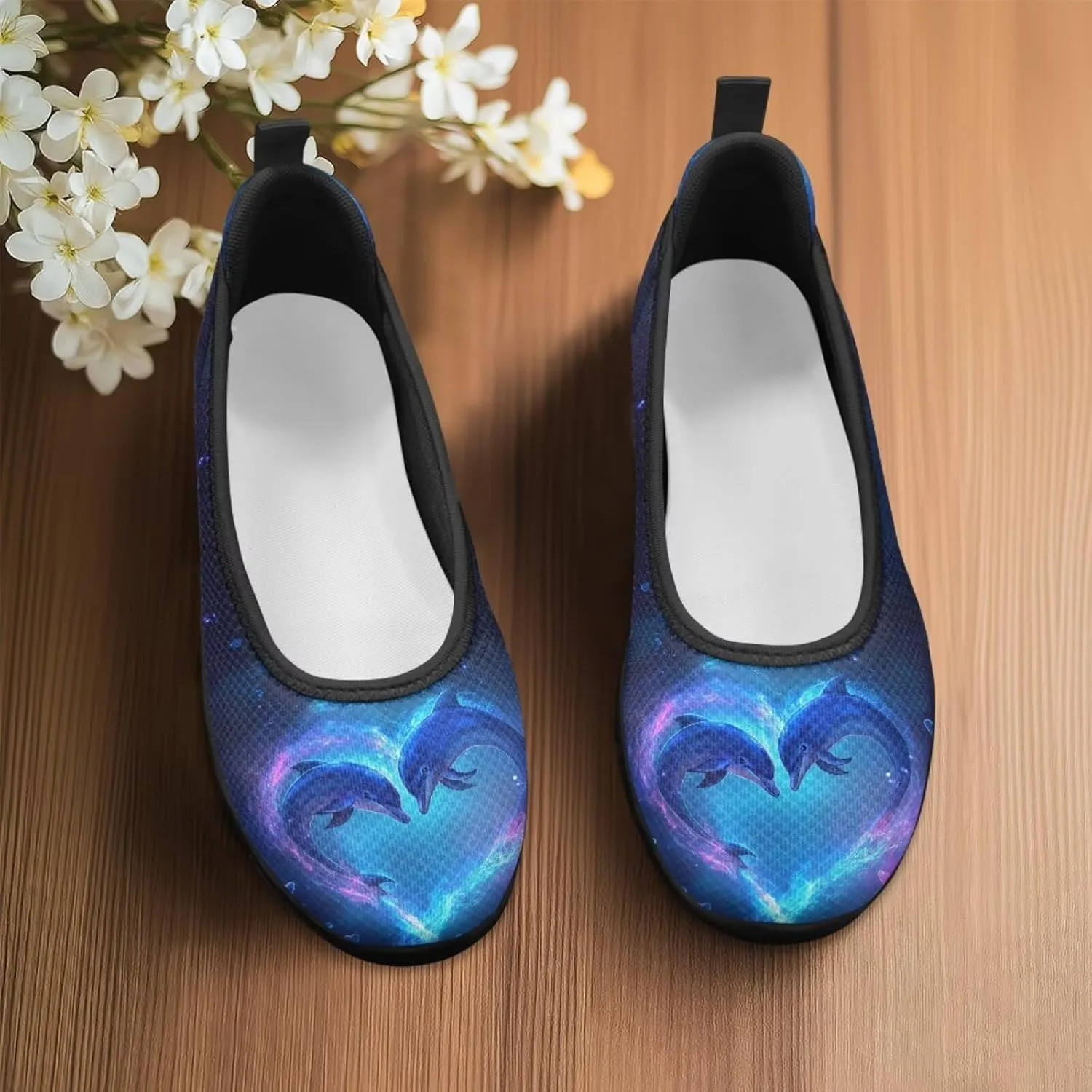 Jeiento Sea Turtle Pattern Women's Sneakers Mesh Breathable Lady Slip On Loafers Tennis Sneakers Casual Low Top Travel Shoes