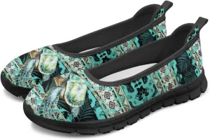 Jeiento Sea Turtle Pattern Women's Sneakers Mesh Breathable Lady Slip On Loafers Tennis Sneakers Casual Low Top Travel Shoes