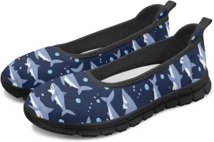 Jeiento Sea Turtle Pattern Women's Sneakers Mesh Breathable Lady Slip On Loafers Tennis Sneakers Casual Low Top Travel Shoes