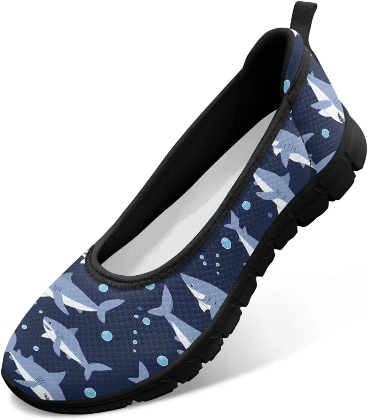 Jeiento Sea Turtle Pattern Women's Sneakers Mesh Breathable Lady Slip On Loafers Tennis Sneakers Casual Low Top Travel Shoes