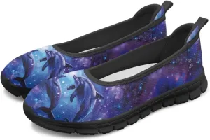 Jeiento Sea Turtle Pattern Women's Sneakers Mesh Breathable Lady Slip On Loafers Tennis Sneakers Casual Low Top Travel Shoes