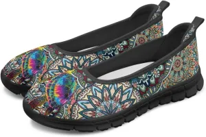 Jeiento Sea Turtle Pattern Women's Sneakers Mesh Breathable Lady Slip On Loafers Tennis Sneakers Casual Low Top Travel Shoes