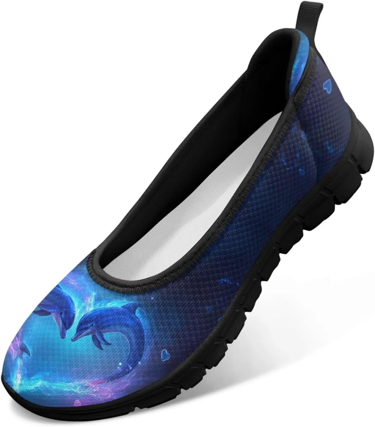 Jeiento Sea Turtle Pattern Women's Sneakers Mesh Breathable Lady Slip On Loafers Tennis Sneakers Casual Low Top Travel Shoes