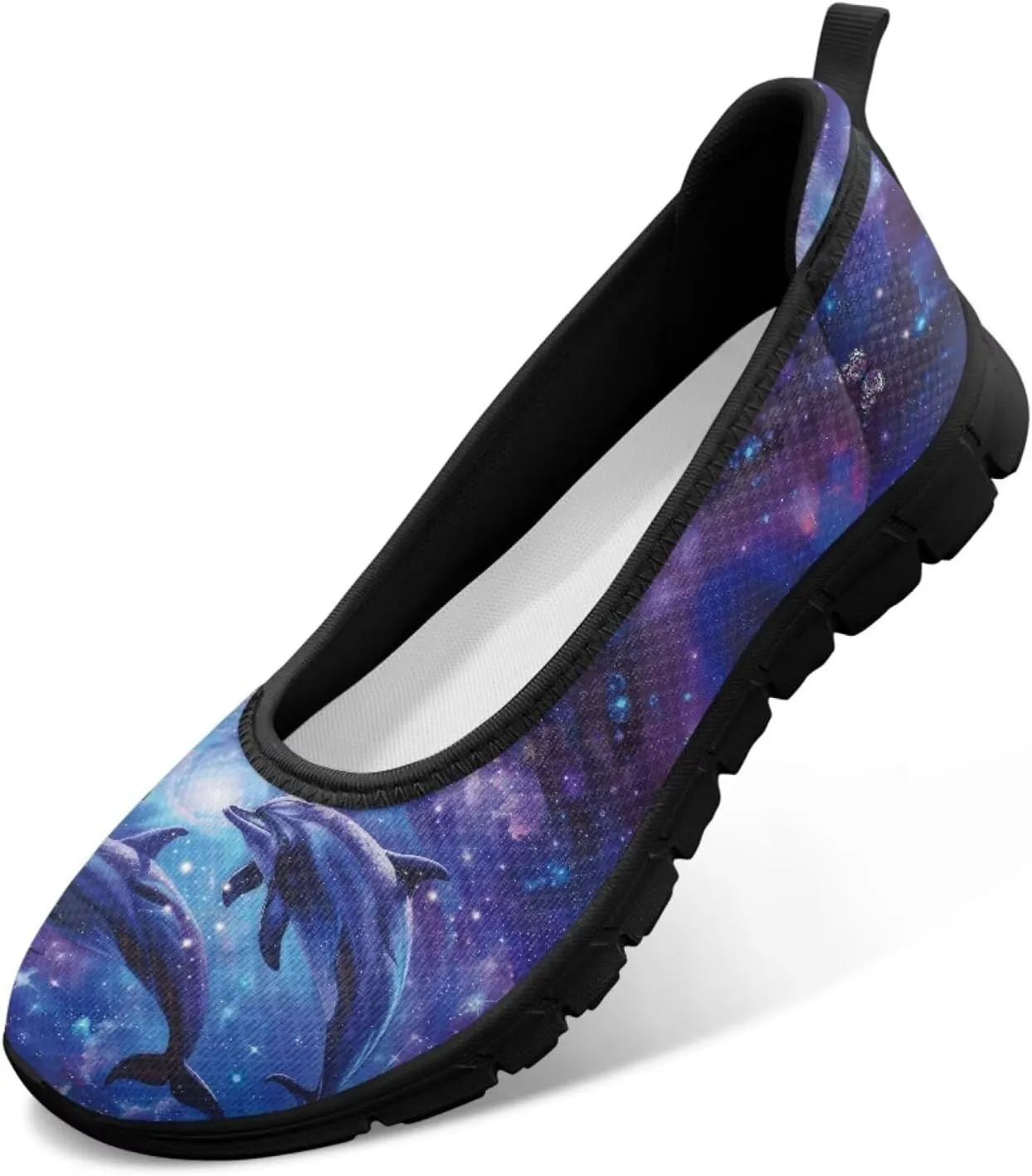 Jeiento Sea Turtle Pattern Women's Sneakers Mesh Breathable Lady Slip On Loafers Tennis Sneakers Casual Low Top Travel Shoes