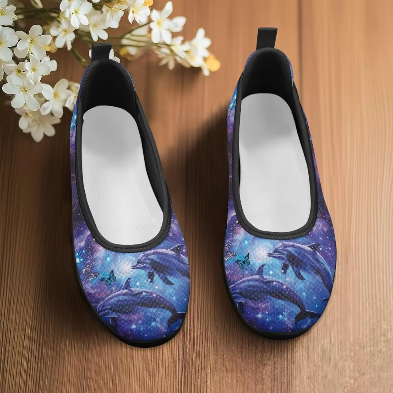 Jeiento Sea Turtle Pattern Women's Sneakers Mesh Breathable Lady Slip On Loafers Tennis Sneakers Casual Low Top Travel Shoes