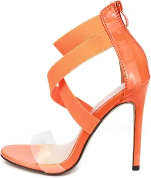 JOEupin Womens High Heels Sandals Ankle Strappy Clear Chunky Heels Dress Party Pumps Shoes