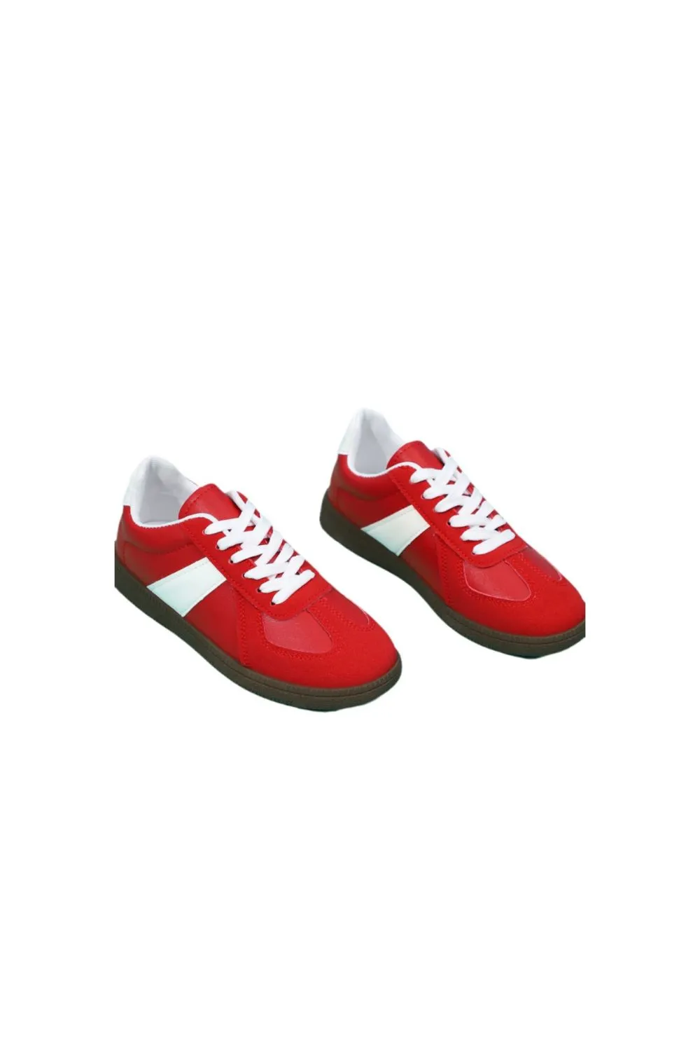 Lace Up Contrast Round Toe Flat Sneakers