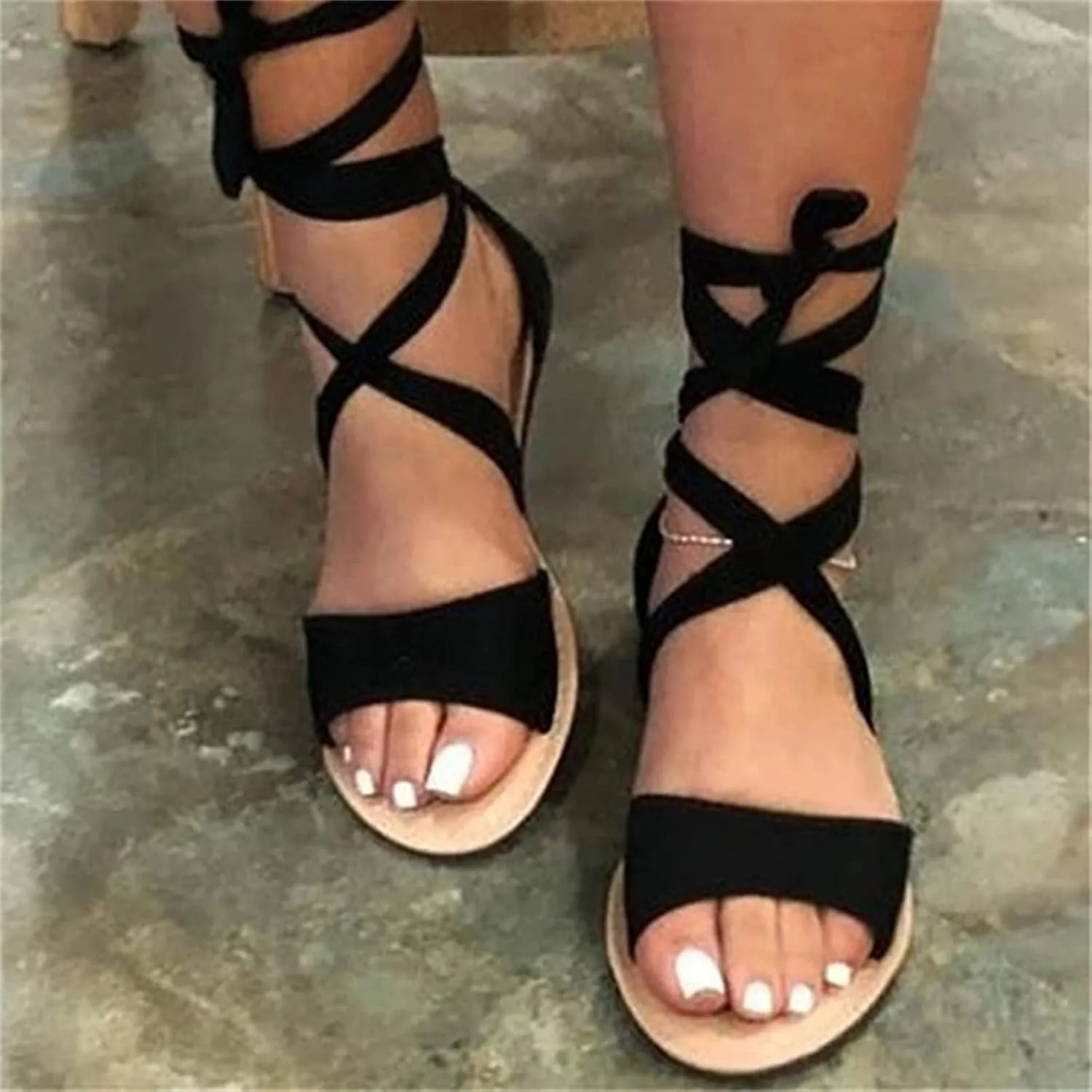 Ladmiple Sandals for Women 2023 Fashion Strappy Crystal Sandals Casual Beach Party Open Toe Flats Sandal Dressy Summer