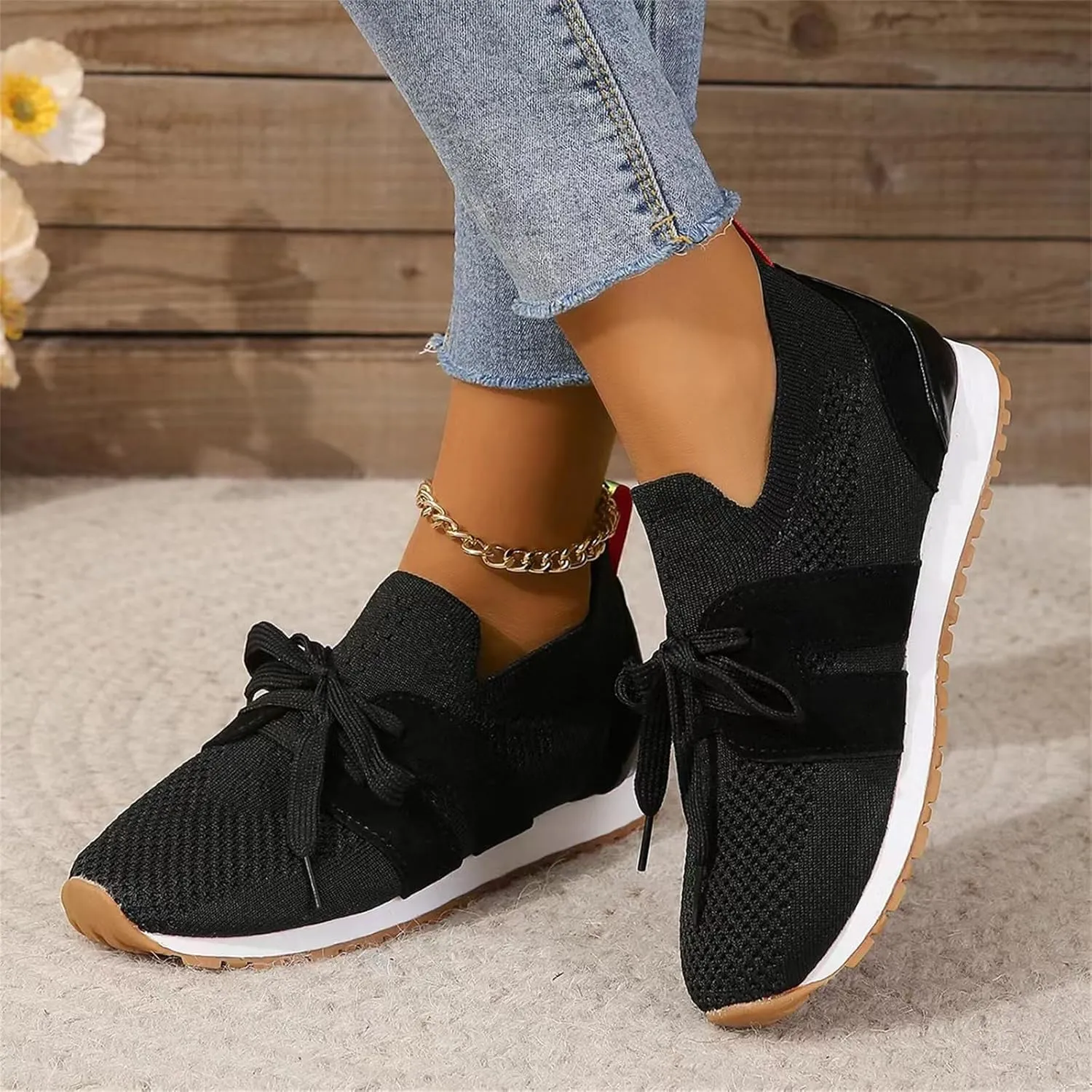Lausiuoe Slip On Sneakers Women Arch Support Walking Shoes Lightweight Mesh Casual Jogging Tennis Shoes Workout Gym Sneakers