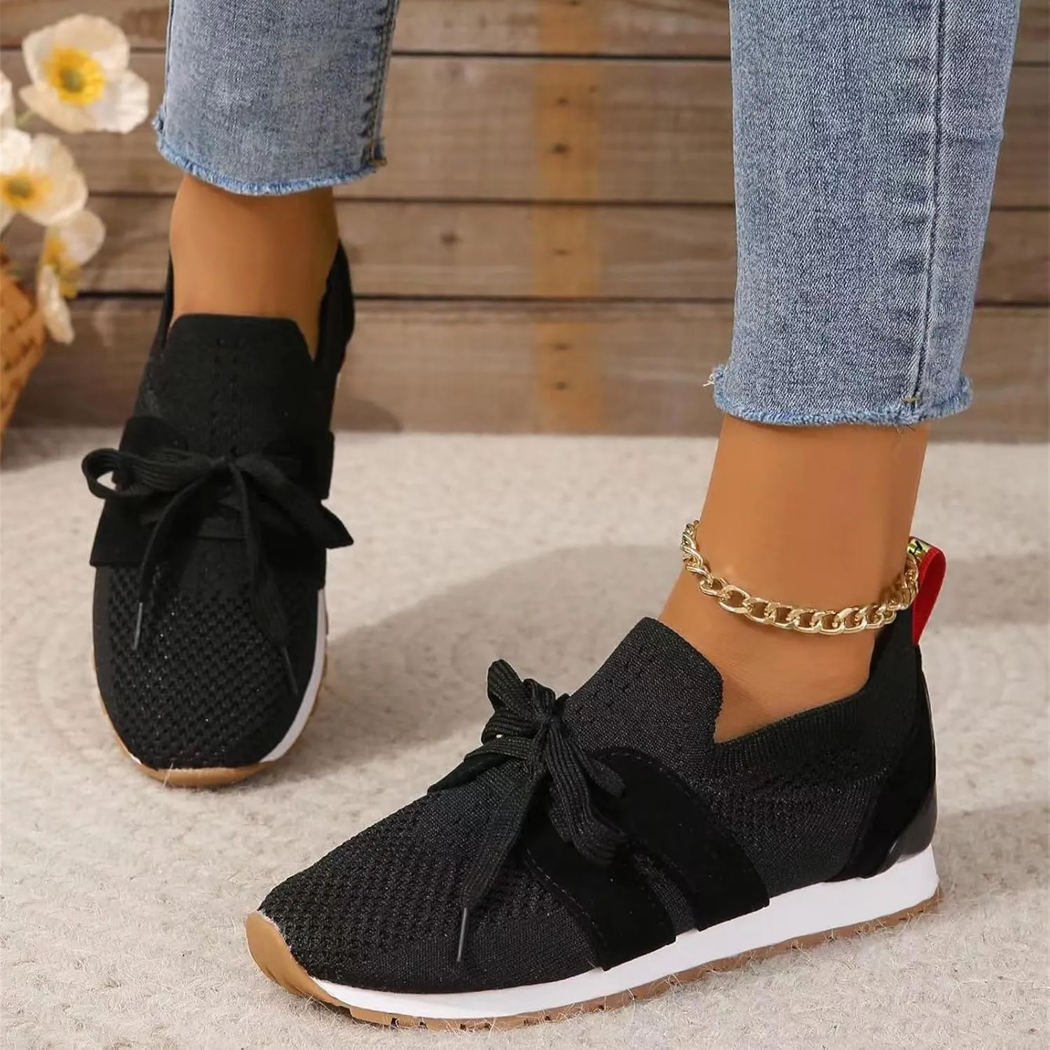 Lausiuoe Slip On Sneakers Women Arch Support Walking Shoes Lightweight Mesh Casual Jogging Tennis Shoes Workout Gym Sneakers