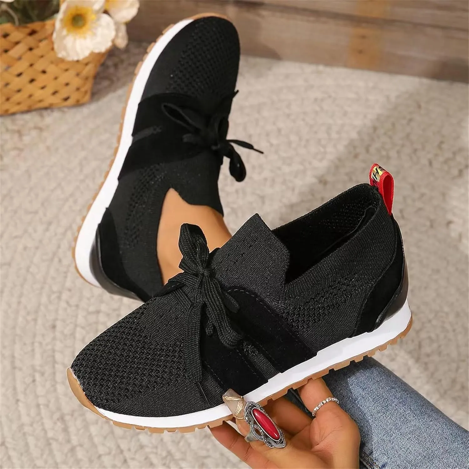 Lausiuoe Slip On Sneakers Women Arch Support Walking Shoes Lightweight Mesh Casual Jogging Tennis Shoes Workout Gym Sneakers