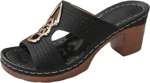 Low Block Chunky Heeled Sandal for Women Fashion Wedding Party Evening Prom Pump Comfortable Going Out Shoes