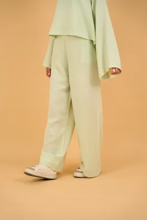 LUNA - Wide Leg Linen Pants - Pastel Green