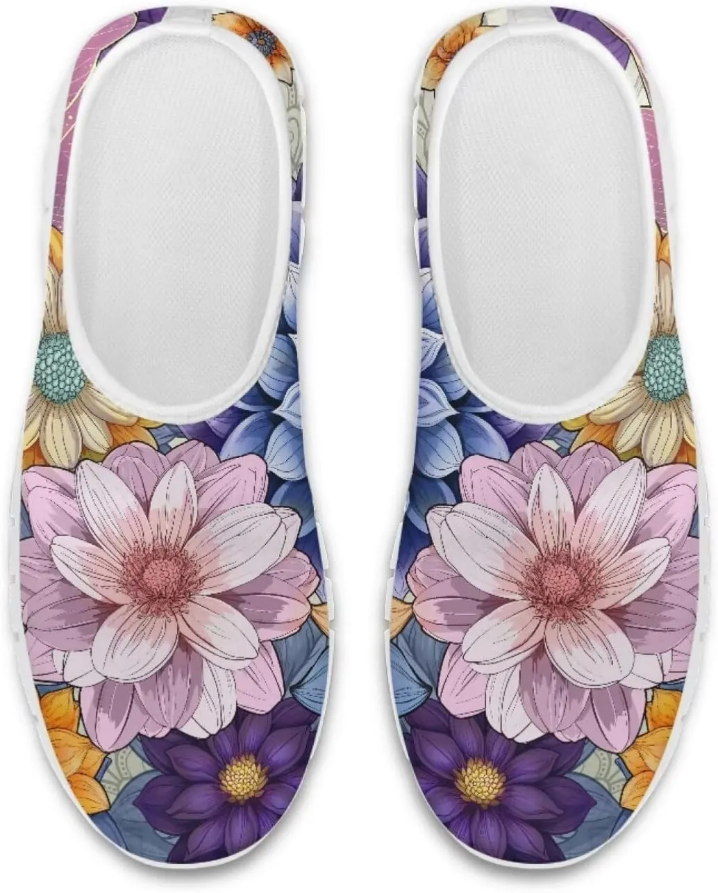 Mandala Flowers Print Womens Slip On Running Shoes Loafers Shoes Non Slip Arch Support Walking Shoes Breathable Gym Workout Shoes