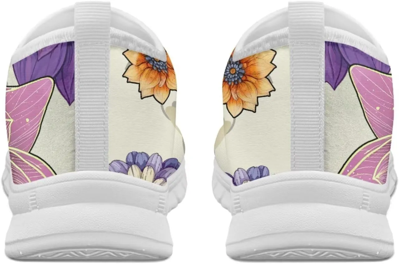 Mandala Flowers Print Womens Slip On Running Shoes Loafers Shoes Non Slip Arch Support Walking Shoes Breathable Gym Workout Shoes