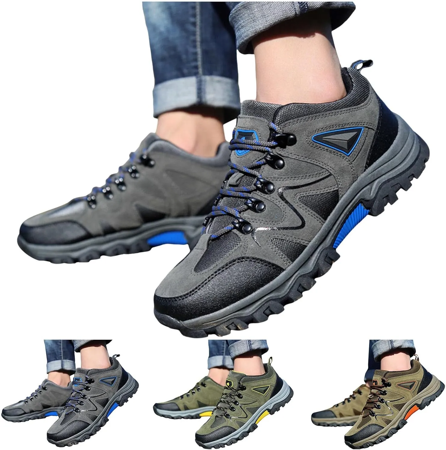 Men Sports Shoes Fashionable New Pattern Solid Color Thick Sole Outdoor Mountaineering Shoes Comfortable Flat Bottom Lace Up Shoes Men Sneaker