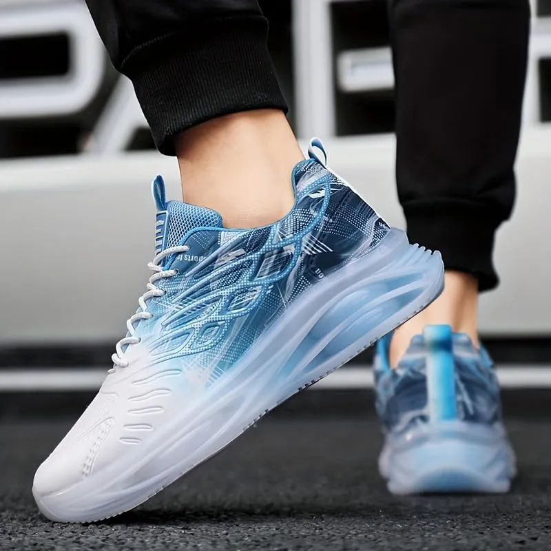 Men's Trendy Sneakers with Wing Pattern Shock Absorption Non Slip Lace Up Comfy for Outdoor Running Workout Hiking All Seasons