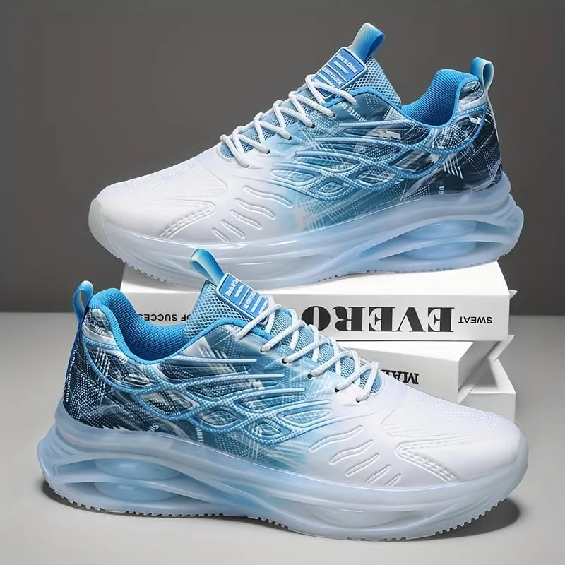 Men's Trendy Sneakers with Wing Pattern Shock Absorption Non Slip Lace Up Comfy for Outdoor Running Workout Hiking All Seasons