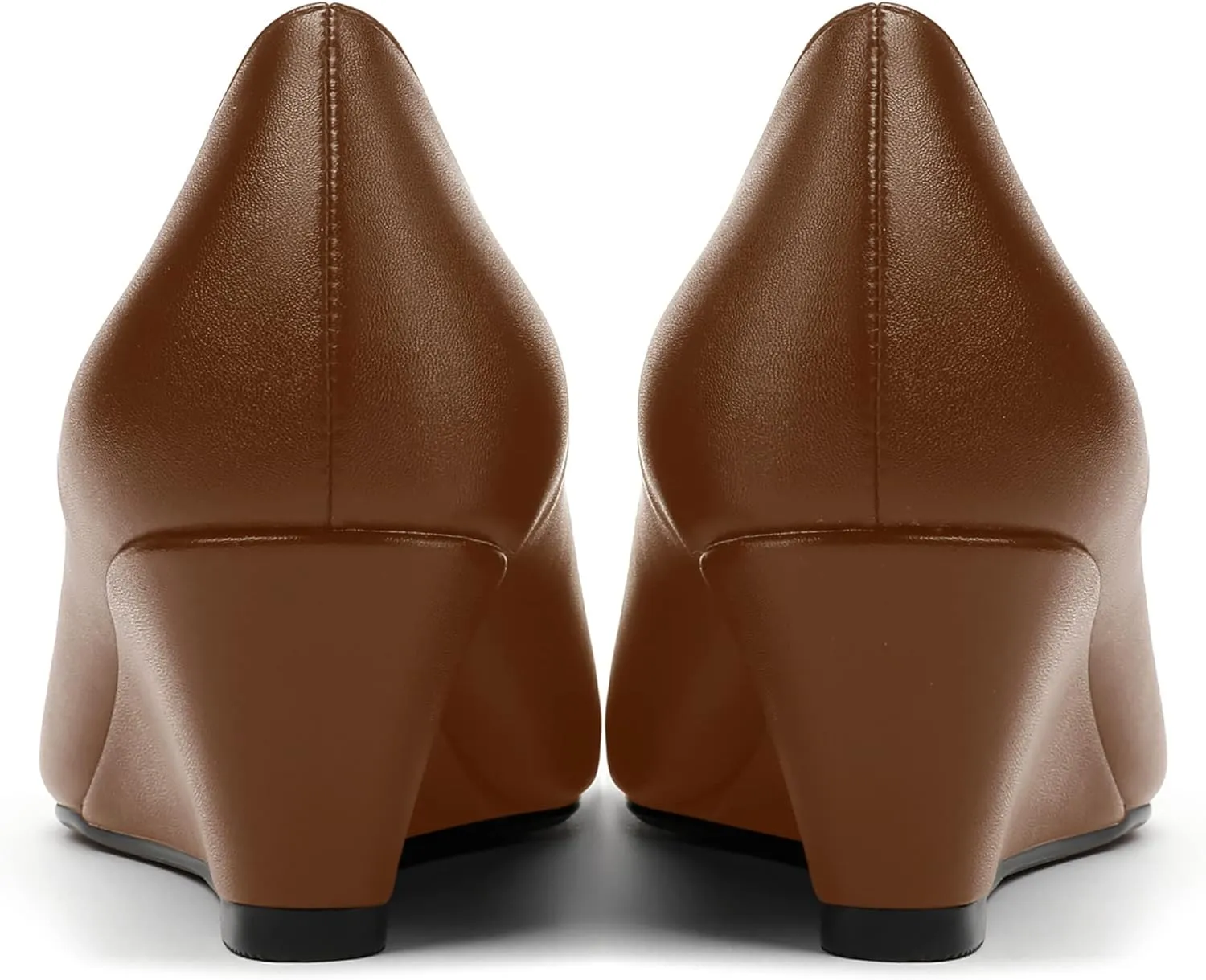 MERRORI Womens Solid Matte Casual Slip On Round Toe Work Wedge Low Heel Pumps Shoes 2 Inch