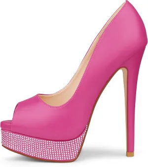MERUMOTE Women's Platform Stiletto Heels Shoes Peep Toe Pumps 6 inch Heels for Dress Wedding Party