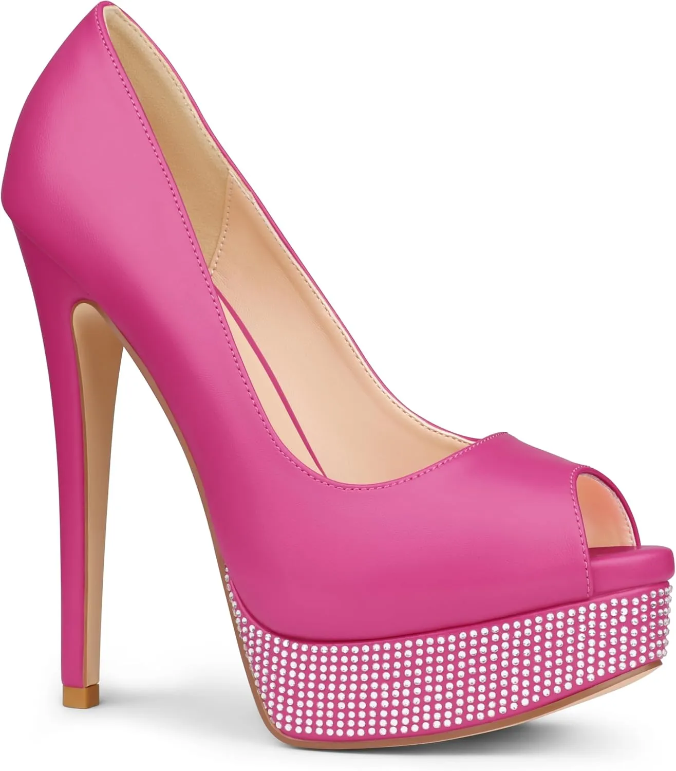 MERUMOTE Women's Platform Stiletto Heels Shoes Peep Toe Pumps 6 inch Heels for Dress Wedding Party