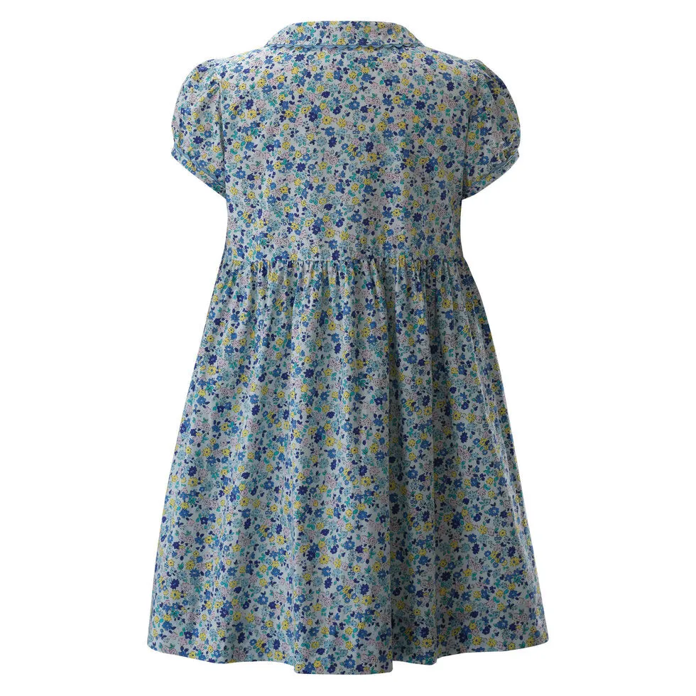 Pastel Floral Smocked Button-Front Dress