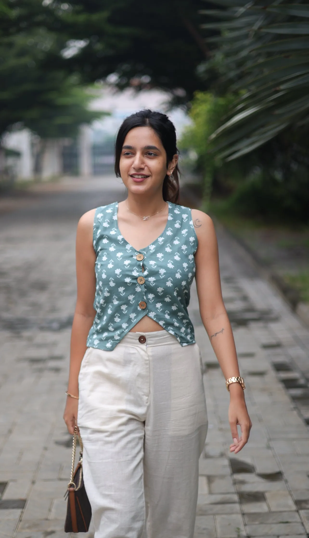 Pastel Green Waistcoat (Handblock)