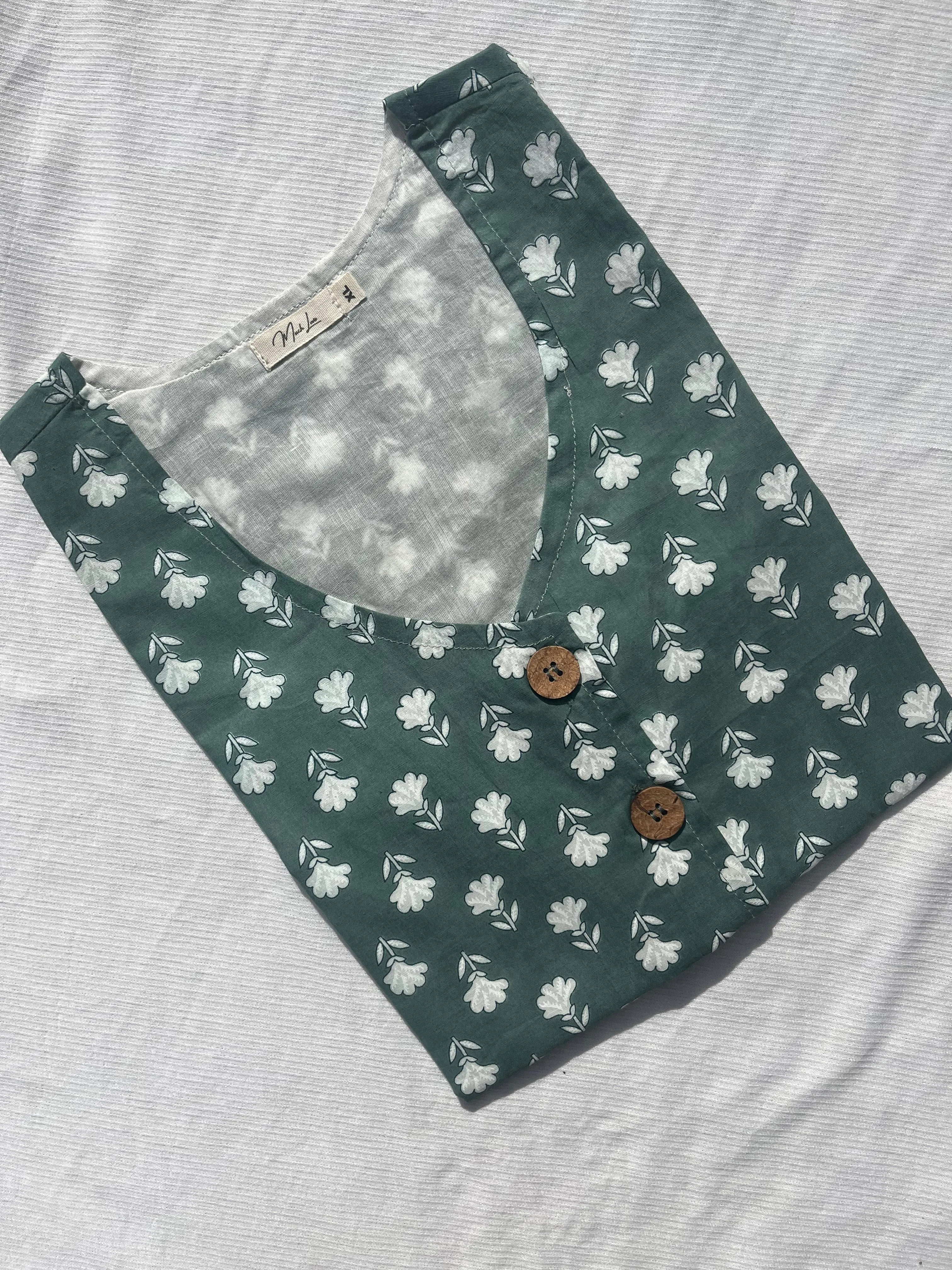 Pastel Green Waistcoat (Handblock)
