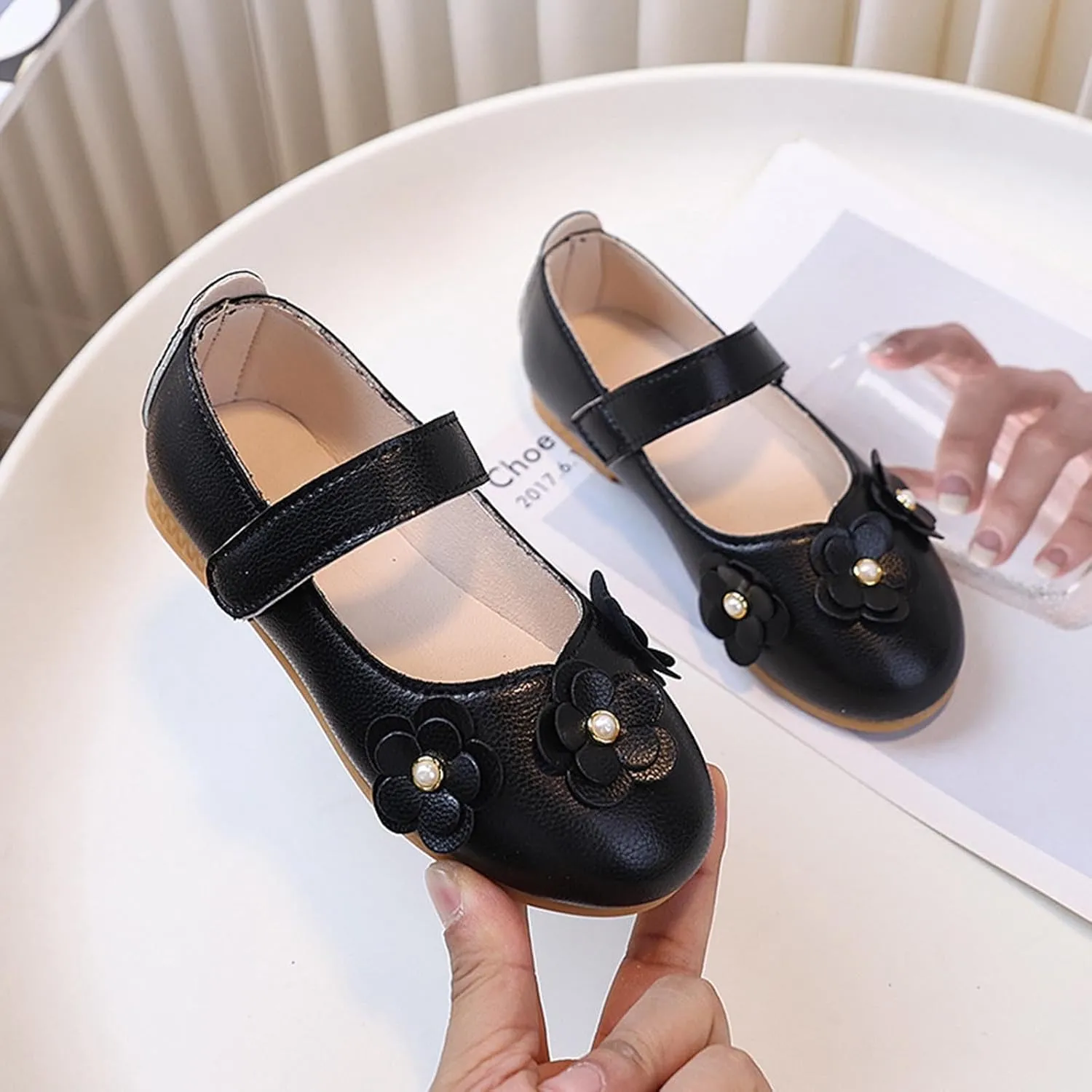 Princess Fancy Dress Up Shoes New Girls Princess Shoes with Flower Fashionable Soft Soled Leather