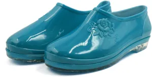 Qtqgoitem Blue US 6 PVC Low Heel Anti- Waterproof Rain Boots Wellies Ankle Shoes for Ladies (Model: 287 3aa a1a 1e1 9be)