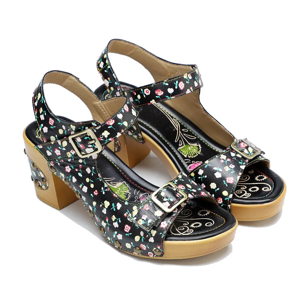 Retro Fashionable Handmade Leather Floral Sandals
