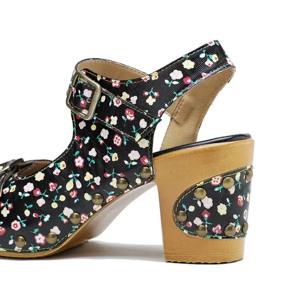 Retro Fashionable Handmade Leather Floral Sandals