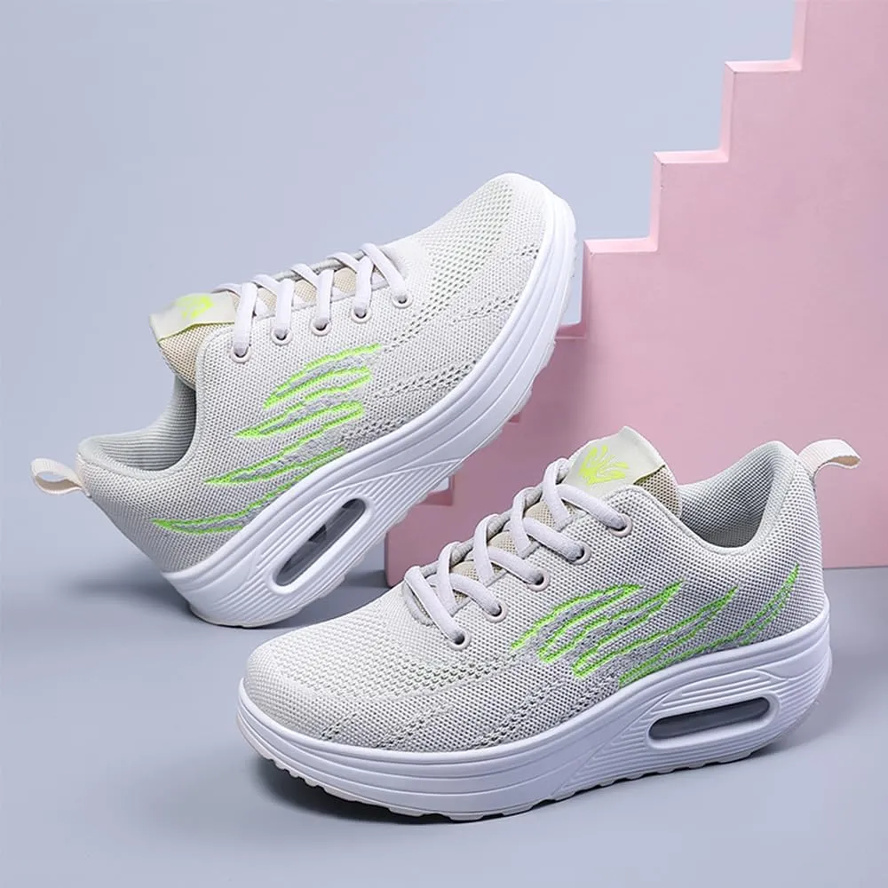RUIDENG Platform Sneakers for Women Air Cushion | Walking Shoes Women Comfortable All Day | Thick Rocker Bottom