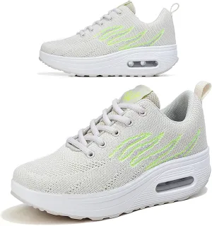 RUIDENG Platform Sneakers for Women Air Cushion | Walking Shoes Women Comfortable All Day | Thick Rocker Bottom