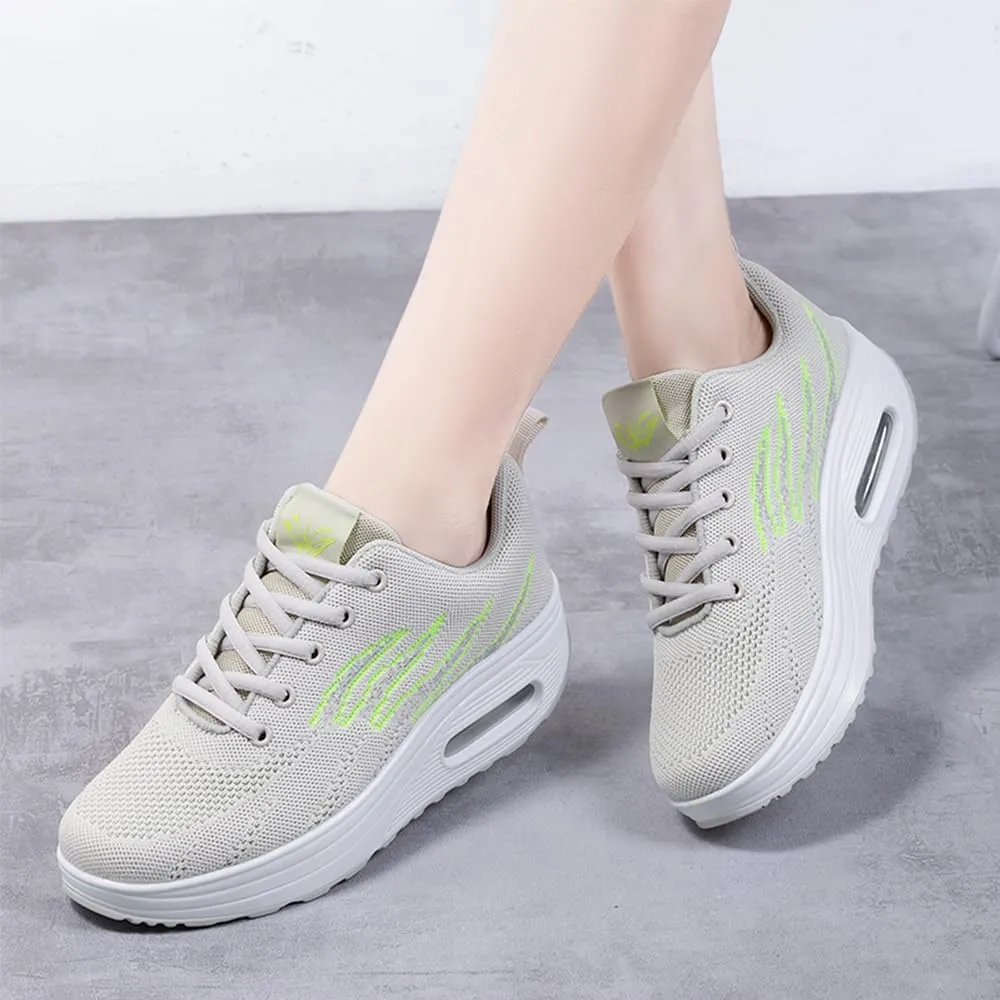 RUIDENG Platform Sneakers for Women Air Cushion | Walking Shoes Women Comfortable All Day | Thick Rocker Bottom
