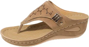 Sandals for Women 2025 Summer Orthopedic Arch Support Wedge Slip on Sandals Casual Beach Walking Wedges Flip Flops