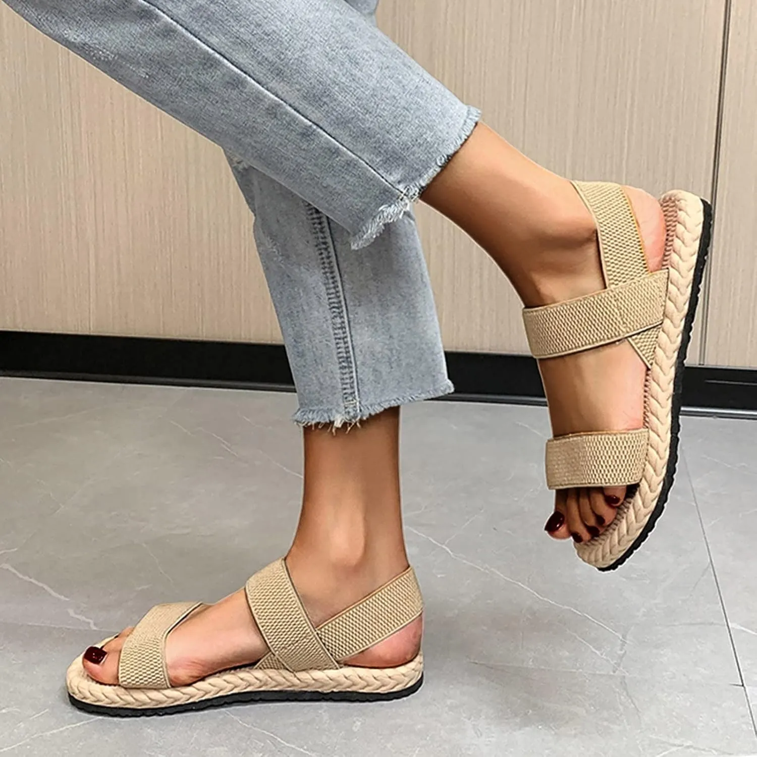 Sandals for Women Summer 2025 Comfortable Shoes Open Toe Ankle BackStrap Wide Fit Walk With Arch Support