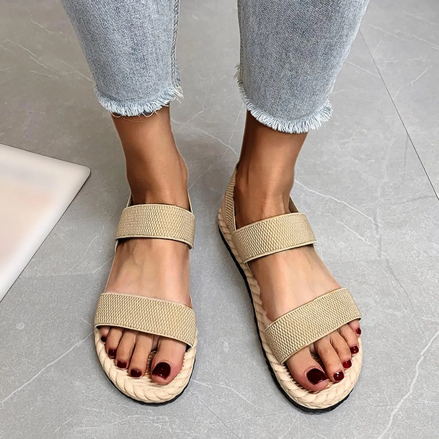 Sandals for Women Summer 2025 Comfortable Shoes Open Toe Ankle BackStrap Wide Fit Walk With Arch Support