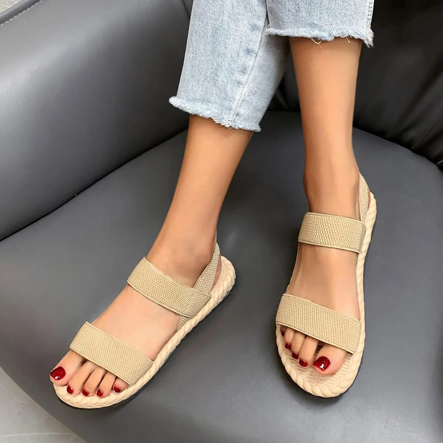 Sandals for Women Summer 2025 Comfortable Shoes Open Toe Ankle BackStrap Wide Fit Walk With Arch Support