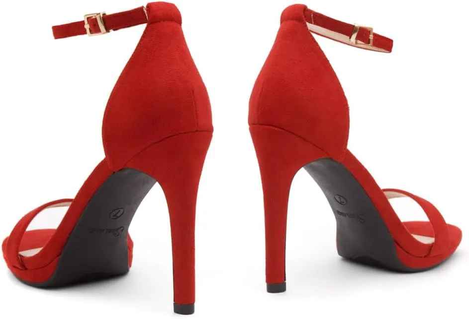 Shoe Land Womens High Heels  Open Toe Stiletto Heels with Adjustable Ankle Strap | Dressy Sexy Strappy Heeled Sandals for Wedding, Prom, Party & Evening Wear