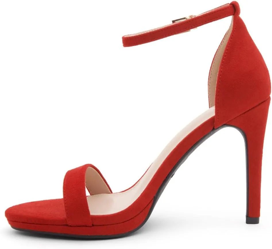 Shoe Land Womens High Heels  Open Toe Stiletto Heels with Adjustable Ankle Strap | Dressy Sexy Strappy Heeled Sandals for Wedding, Prom, Party & Evening Wear