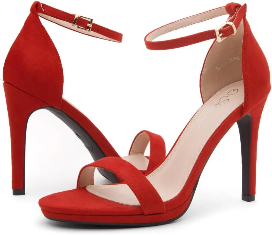 Shoe Land Womens High Heels  Open Toe Stiletto Heels with Adjustable Ankle Strap | Dressy Sexy Strappy Heeled Sandals for Wedding, Prom, Party & Evening Wear