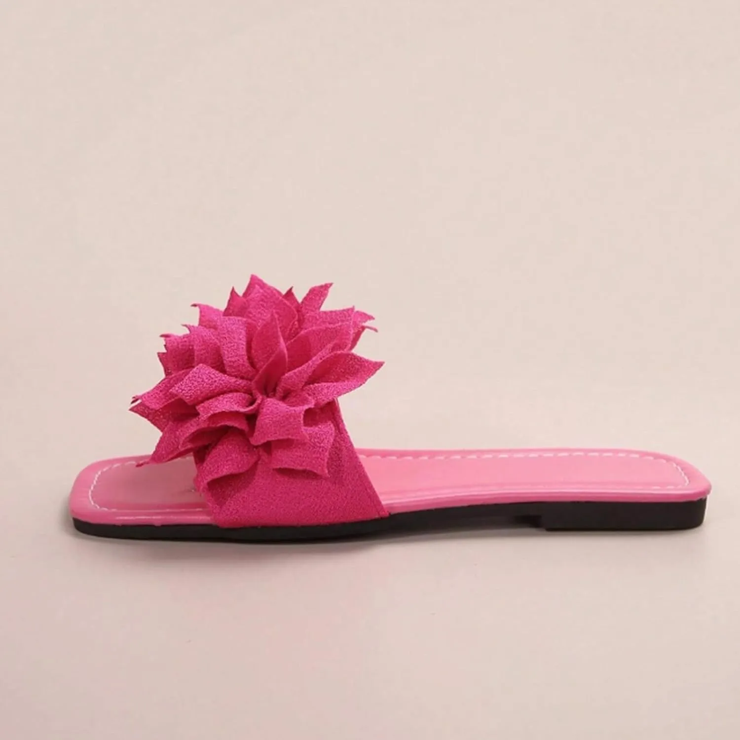 Slides Sandals Women Footwear Women's Summer Flat Casual Fashion Slippers Floral Embellishments One Line Beach Slippers