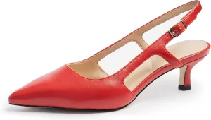 Slingback Kitten Heels for Women, Pointed Closed Toe Heels, Comfortable Women Pumps Low Heel Dress Shoes