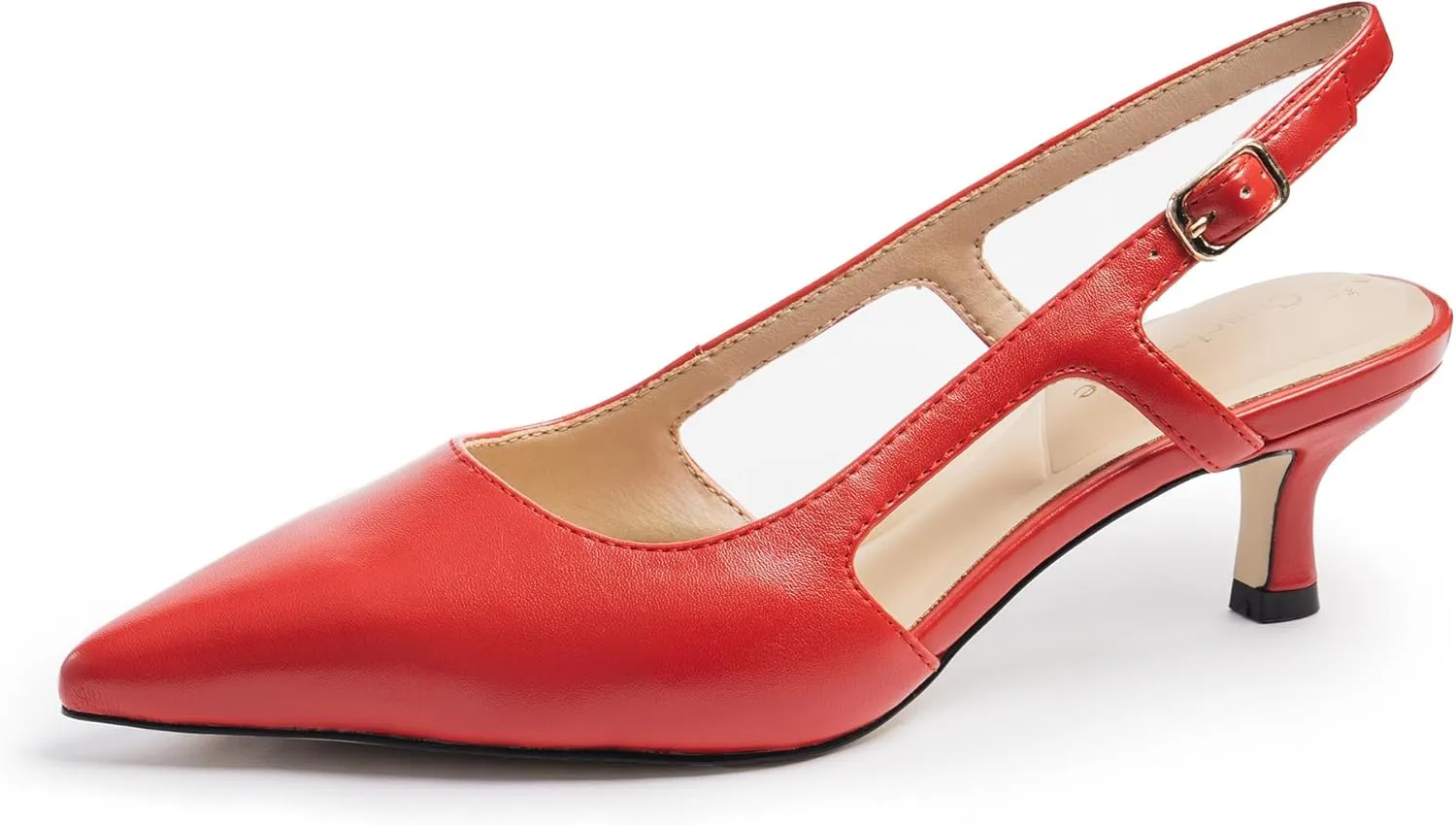 Slingback Kitten Heels for Women, Pointed Closed Toe Heels, Comfortable Women Pumps Low Heel Dress Shoes