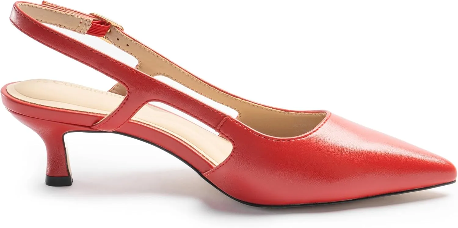 Slingback Kitten Heels for Women, Pointed Closed Toe Heels, Comfortable Women Pumps Low Heel Dress Shoes