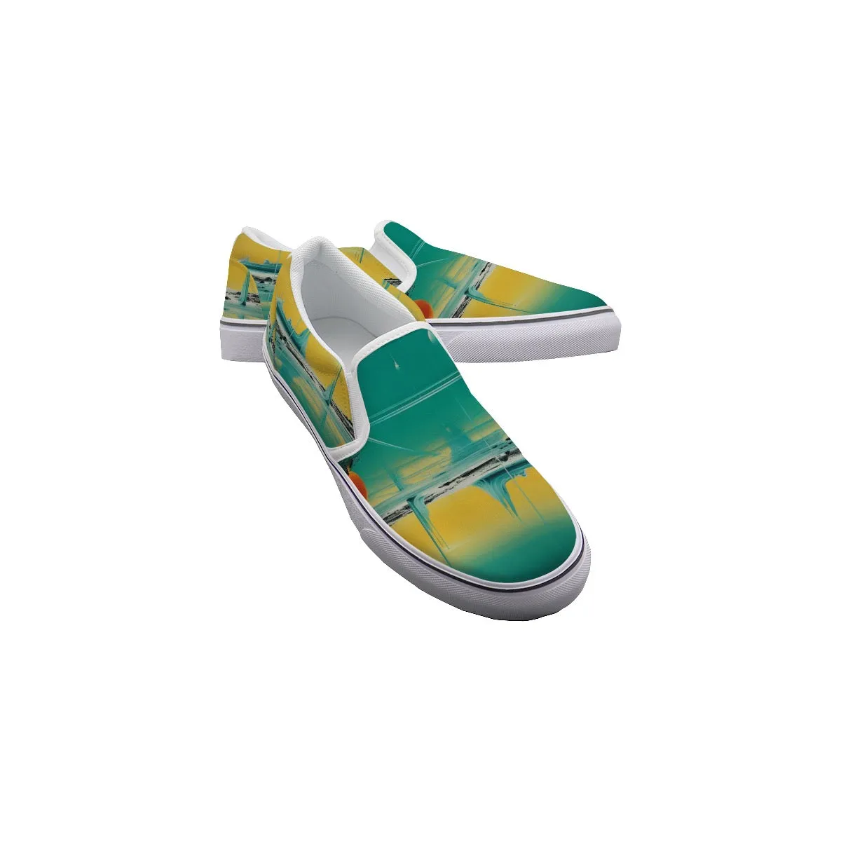 So#1 Men's Slip On Sneakers, abstract, print